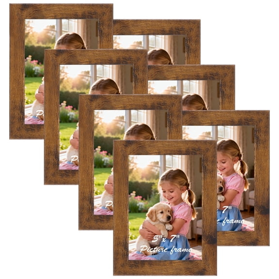 5x7 Picture Frames Wall Mount and Tabletop Display Brown (7 Pack)