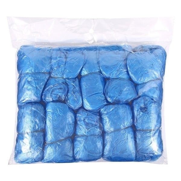 100/300 Disposable Shoe Cover Blue Anti Slip Plastic Cleaning Overshoes Boot UK 