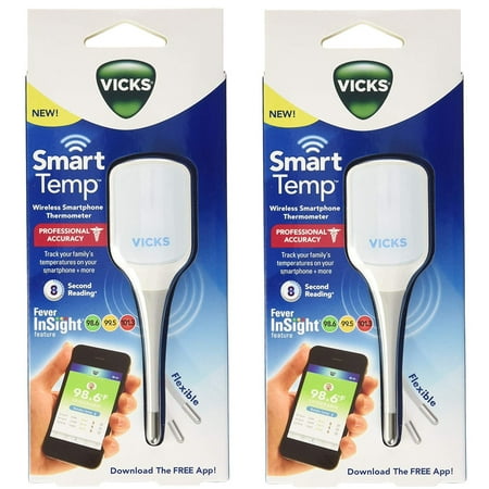 Vicks Smart Temp Wireless Smartphone Thermometer with Professional Accuracy (Pack of