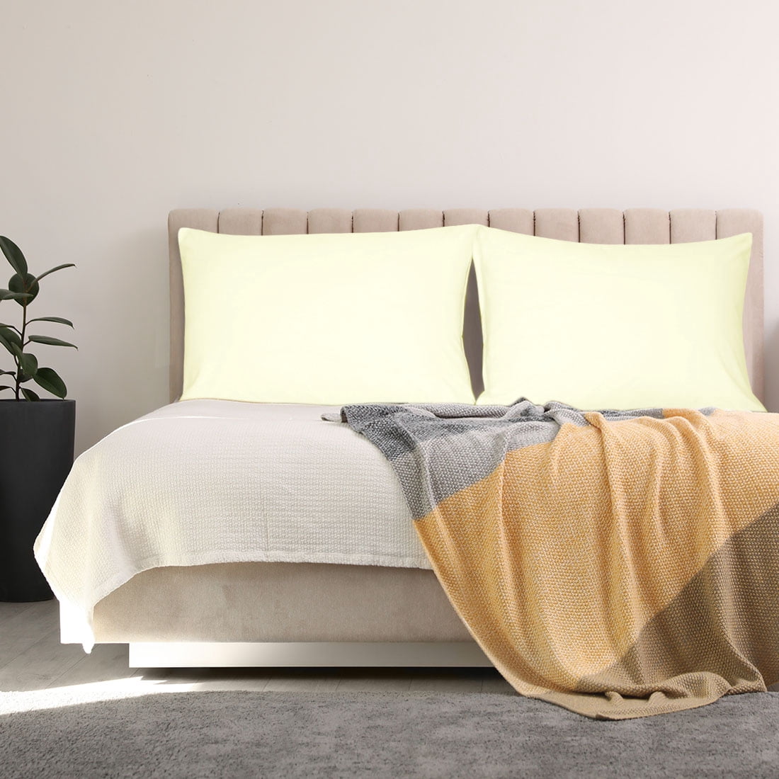Unique Bargains 2-Piece Soft Microfiber Pillowcases, Standard, Beige