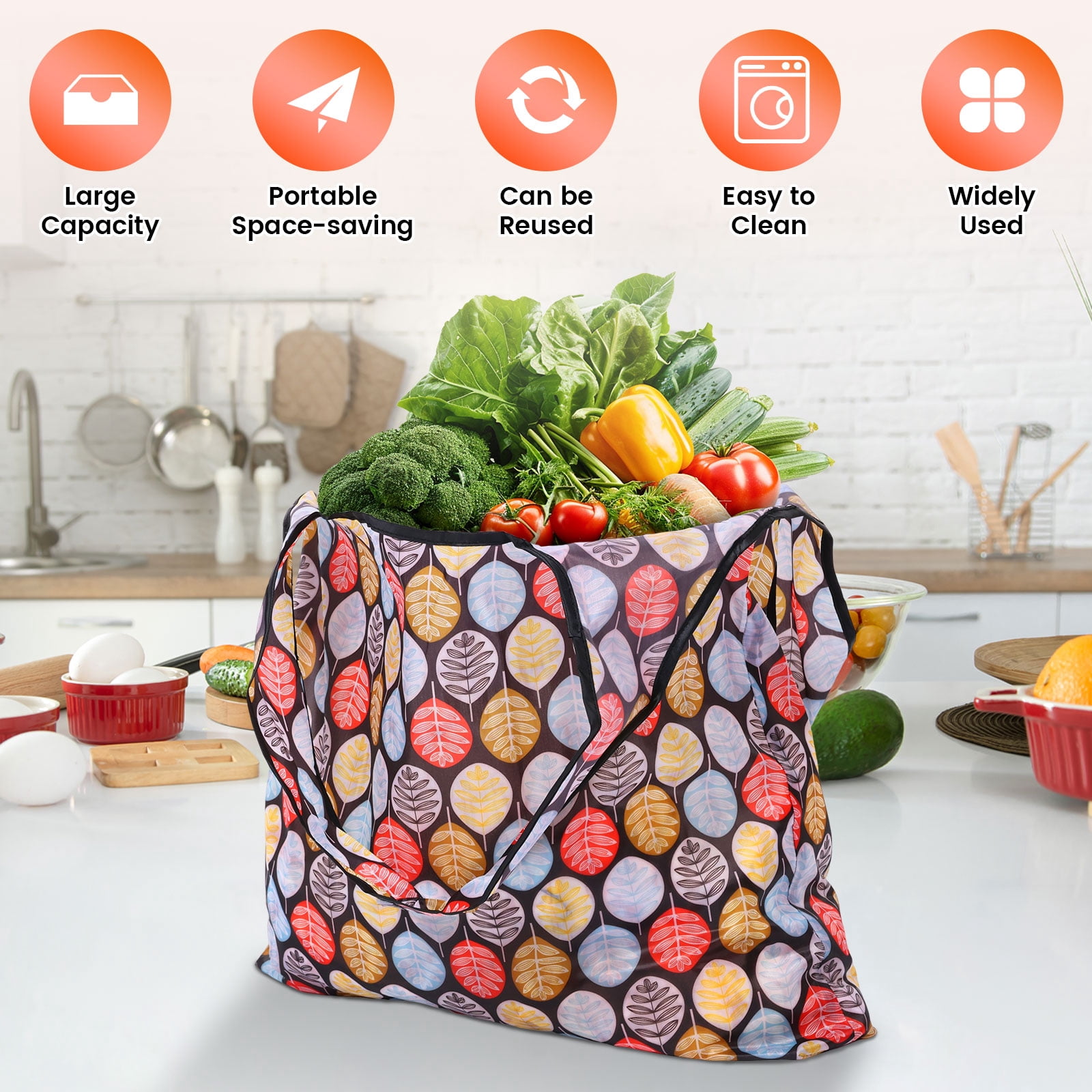 NUAHRHY 20Pcs Reusable Grocery Bags, 55Lbs Foldable Shopping Bag, Large Nanobag Cute Tote for Daily Shopping, Waterproof and Machine Washable Bulk Market Cloth Storage Bags