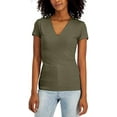 thumbnail image 2 of INC International Concepts Womens Ribbed V Neck Top Burnt Olive XL, 2 of 2