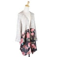 thumbnail image 4 of Audrey 3+1 Cozy Trendy Contrast Knit Woven Floral Print Cardigan Sweater Wrap, 4 of 5
