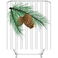 thumbnail image 3 of 4 Piece Christmas Pine Cones Shower Curtain Set Holly Baubles Evergreen Leaves Bathroom Sets with Non-Slip Rugs, Toilet Lid Cover and Bath Mat with Standard Size, 3 of 7