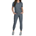thumbnail image 2 of Medgear Fleur Women's Stretch Scrub Set with Zip Pocket Top and Jogger Pants, Titanium, Small, 2 of 2