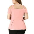 thumbnail image 3 of Unique Bargains Women's Plus Size Off Shoulder Peplum Summer High Waist Top 2X Pink, 3 of 6