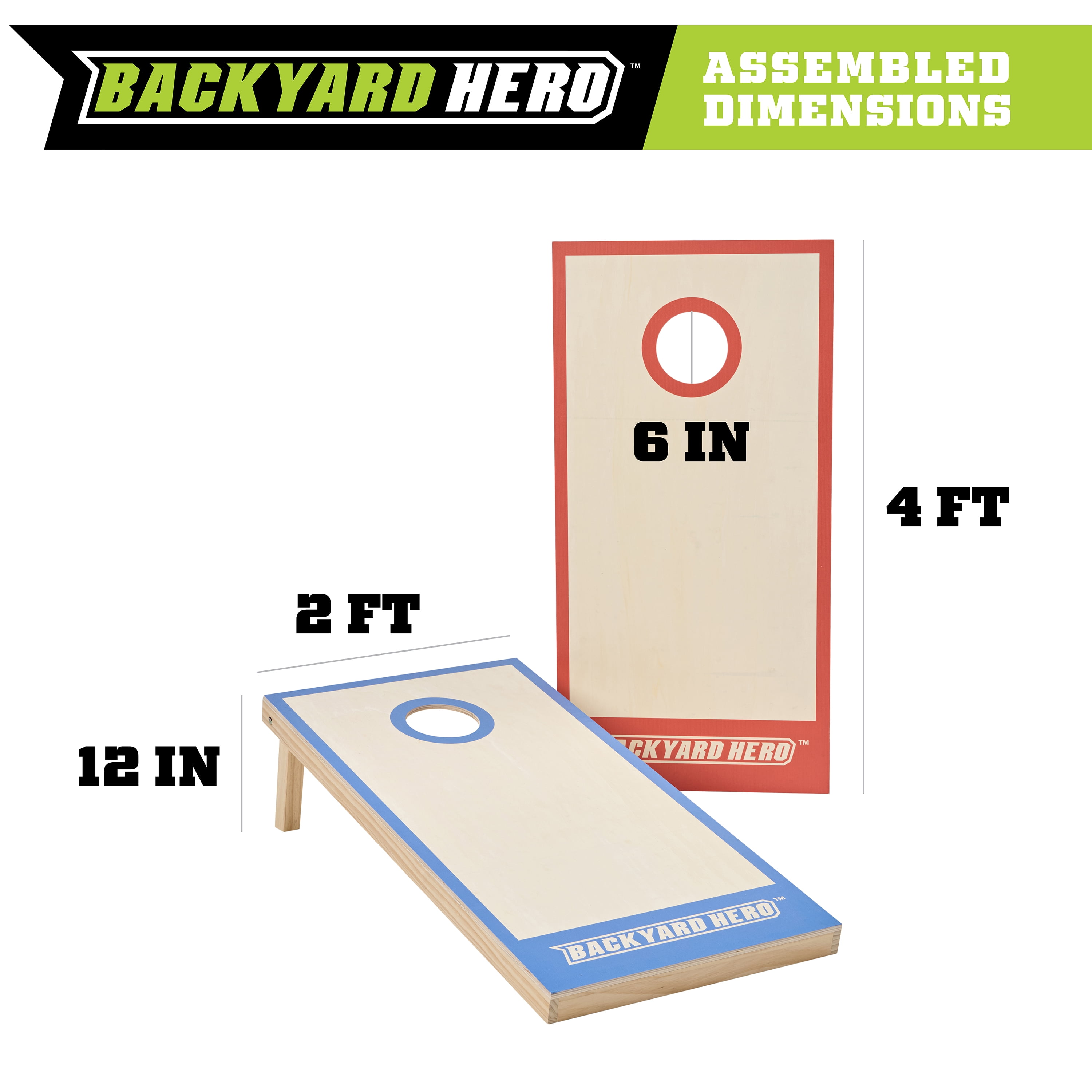 4 ft x 2 ft Cornhole Set with Solid Wood Boards, 8 ACA Bean Bags, Weather Resistant Canvas, and Carry Tote Backyard Hero Bean Bag Toss Game