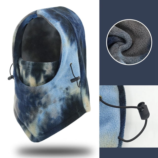 Máscara de cara completa a prueba de viento Pasamontañas Mantener caliente Cuello calentador Capucha Gorro térmico de lana Azul oscuro Cola Polaina de cuello de esquí