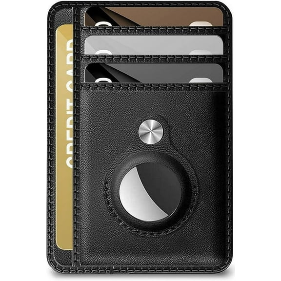 Ciana Men's Minimalist Wallet with Built-in AirTag Case Holder - Stylish and Secure Wallet, Air Tag Genuine Leather Wallet RFID Technology Credit Card Holder (Black)