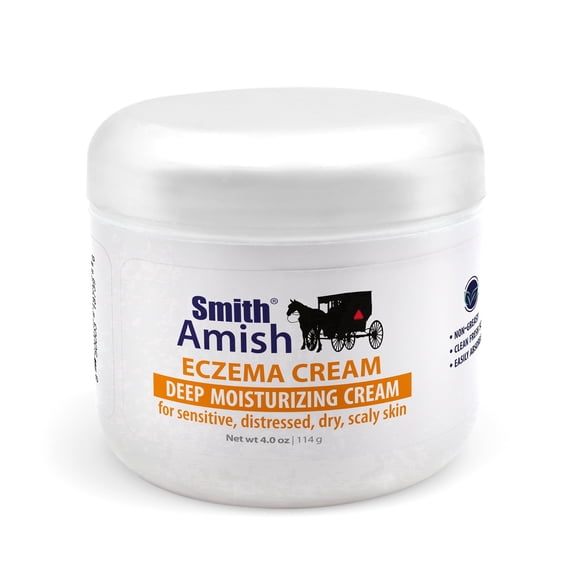 Smith Amish Eczema Cream, Colloidal Oatmeal Skin Protectant, Deep Moisturizing Cream for Dry Itchy Sensitive Skin, Non-Greasy OTC Relief, 4 oz.