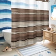 thumbnail image 5 of No Hook Shower Curtain, Brown Beige Wooden Shower Curtains for Bathroom with See Through Top Window, Vintage Farmhouse Retro Art Waterproof & Washable Bath Curtain 66"x72", 5 of 9