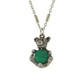 thumbnail image 2 of 1928 Jewelry Women'S Pewter Round Gemstone Green Malachite Teddy Bear 16 Inch Pendant Necklace, Green, One Size, 2 of 4