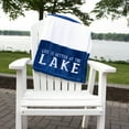 thumbnail image 2 of Pavilion Gift Company Life is Better at The Lake-Blue & White Super Soft 50 x 60 Inch Striped Throw Embroidered Text 50" x 60" Royal Plush Blanket, Blue, 2 of 8