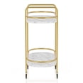 thumbnail image 3 of Furniture of America Harper Metal 2-Tier Serving Cart, Gold and White, 3 of 5