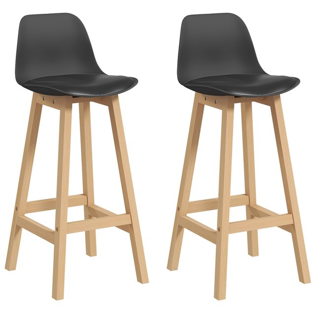 HOMCOM Tabourets de Bar Lot de 2, Chaises de Bar Rembourrées en Cuir PU avec Dossiers