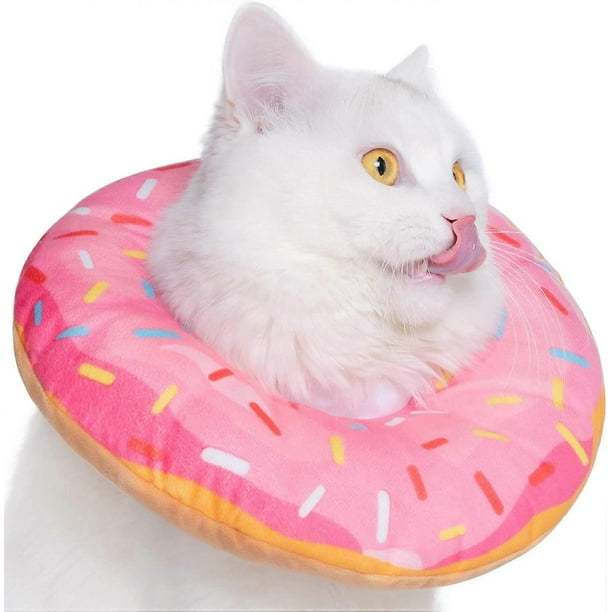 Adjustable Cat Recovery Collar, Cute Cat Donut Collar, Soft Cone Collars for Cat, Wound Healing Protective Cone After Surgery Elizabethan Collars for