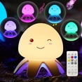 thumbnail image 1 of Luz nocturna para niños, lámpara de silicona de medusa que cambia de color con control remoto y 5 ruidos blancos para dormir, luz nocturna LED recargable, 1 of 5