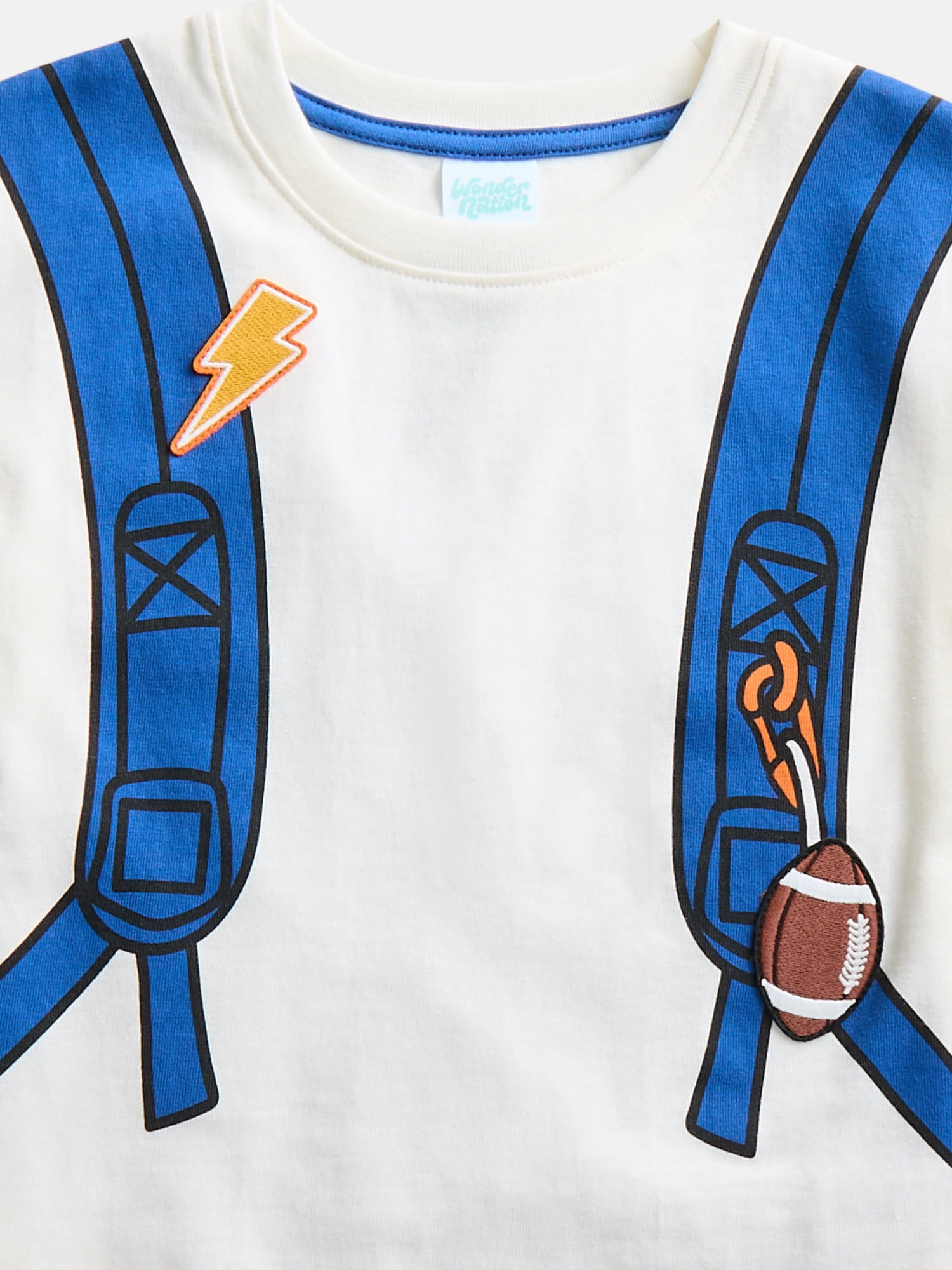 Wonder Nation Toddler Boys Embroidered Patch Graphic Backpack Tee with Short Sleeves, Sizes 12M-5T