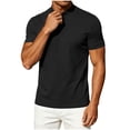 thumbnail image 5 of Mens Mock Neck T Shirts Short Sleeve Mock Turtleneck Undershirt Loose Fit Summer Casual Basic Tees Black, 5 of 8