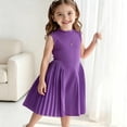 thumbnail image 2 of FYDUU Girls Dress Elegant Pleated A-Line Midi Dresses Sleeveless Formal Party Dress for Girls Round Neck Casual Sundress School Wear 9-10 Years, 2 of 5