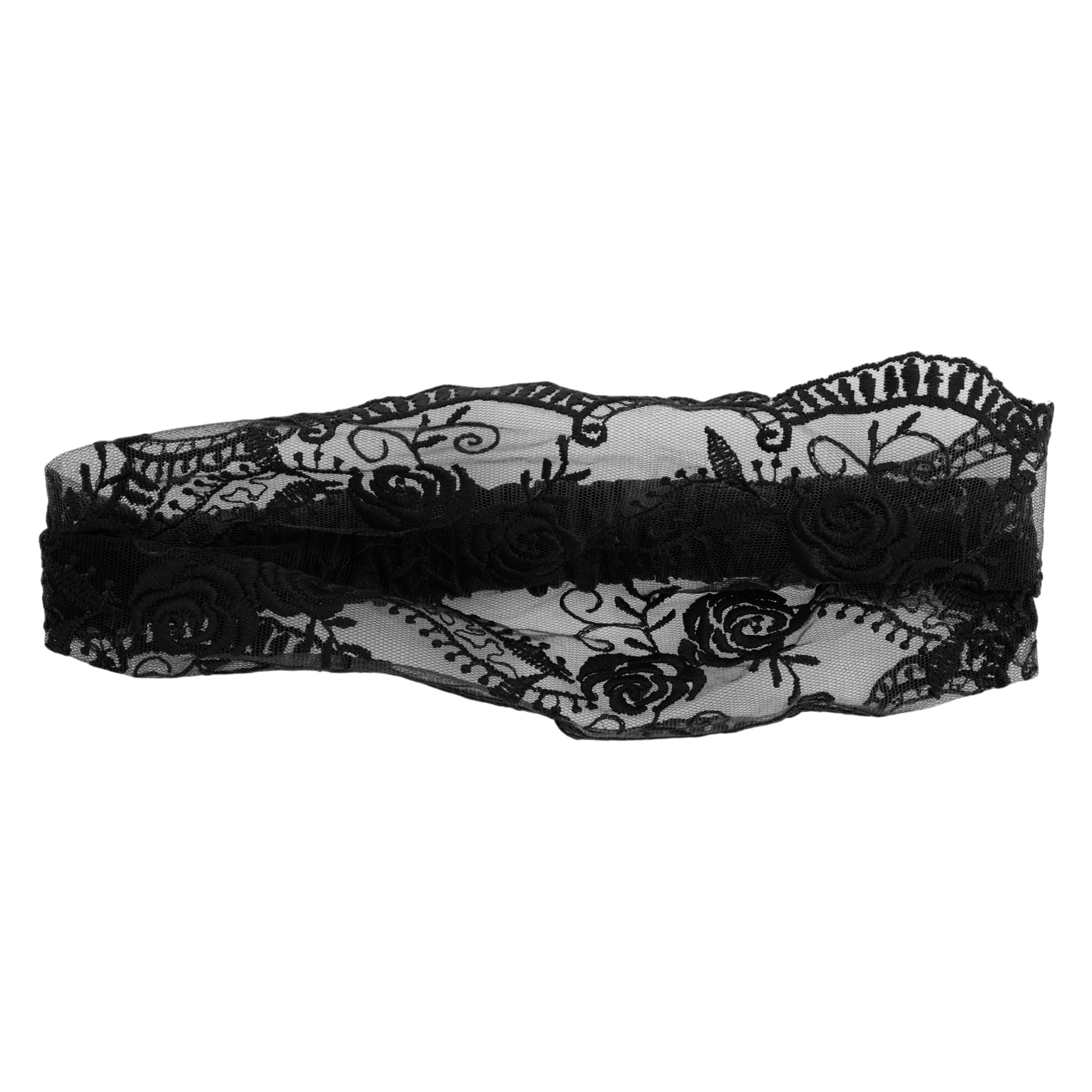 Unique Bargains Rose Lace Headband 1 Pc Black