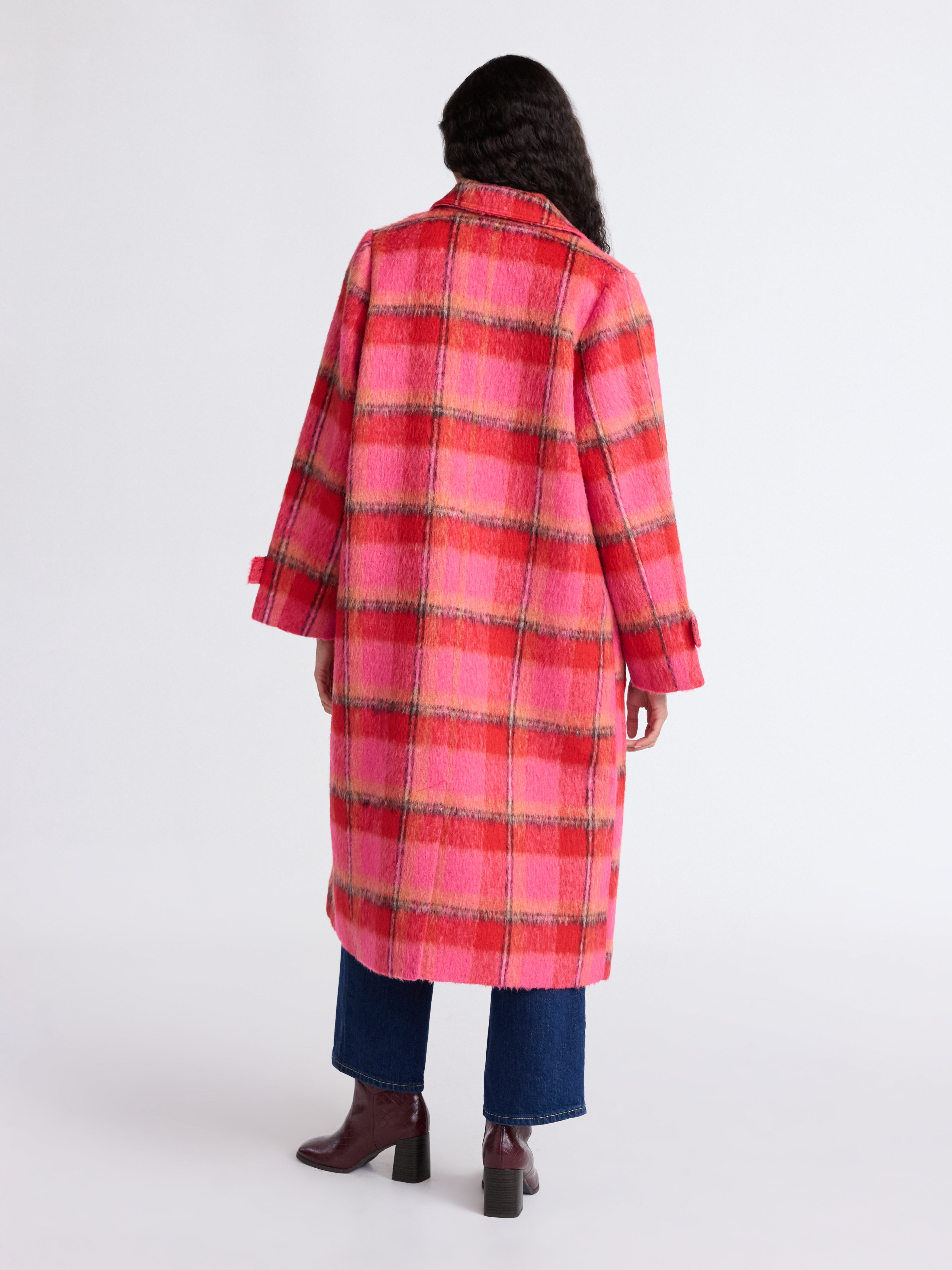 Free Assembly Women's and Women's Plus Long Wool Blend Coat, Sizes