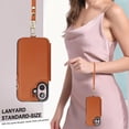 thumbnail image 3 of Wallet Case for Apple iPhone 16, with Crossbody Shoulder Strap & Hand Wrist Cards Holder Zipper Pocket Stand Feature Full Protective Shockpoof Phone Case for iPhone 16, Brown, 3 of 7