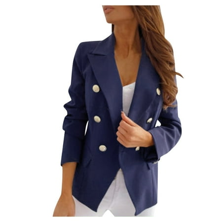 

Women Suit Jacket Color Notched Shawl Collar Long Sleeves Business Casual Blazer Coat Cardigans Tops