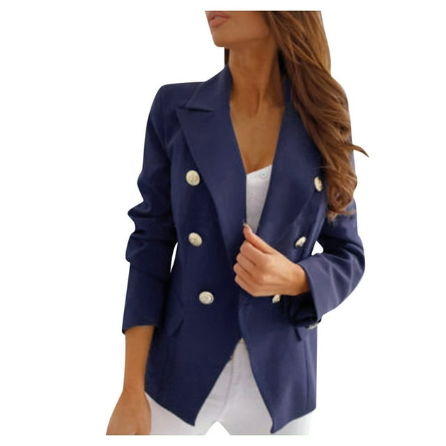 Ladies Workoffice Blazer Solid Color Fitted Suit Single Breasted Blouse Button Down Fashion Jacket Lapel Notched Elegant Cardigan Mid Length Leisure Outwear