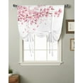 thumbnail image 2 of Pink Flower Cherry Blossoms White Window Curtain for Living Room Curtains for Kitchen Cafe Tie Up Short Drapes, 2 of 5