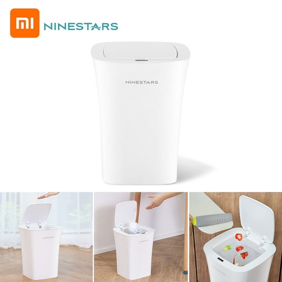 NINESTARS DZT-10-11S Capteur Intelligent Étanche Trash Can Infrarouge Moton à Main Sans Contact Trash Can 10L Induction Automatique Ashbin Silencieux un Bouton Corbeille pour Chambre à Coucher Cuisine de Bureau à Domicile 2xA