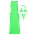 thumbnail image 2 of Brilliant Ladies Fashion Solid Color Lacing Split Bikini Sexy Women's Swimsuit Mesh Smock Suit Summer 2024(Green,XL), 2 of 9