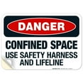 thumbnail image 1 of Danger Confined Space Use Safety Harness And Lifeline Sign, OSHA Danger Sign, 10x7 Vinyl Sticker, 1 of 1