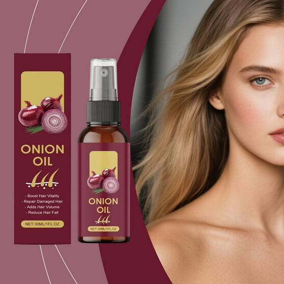 Onion Black Seed Hair Oil, Onion Oil, Natural Plant-Based Hair & Scalp Care, Nourishing Treatment for Dry, Damaged Hair, Nourishes & Moisturizes for Healthy-Looking Hair & Scalp, 1 Fl Oz
