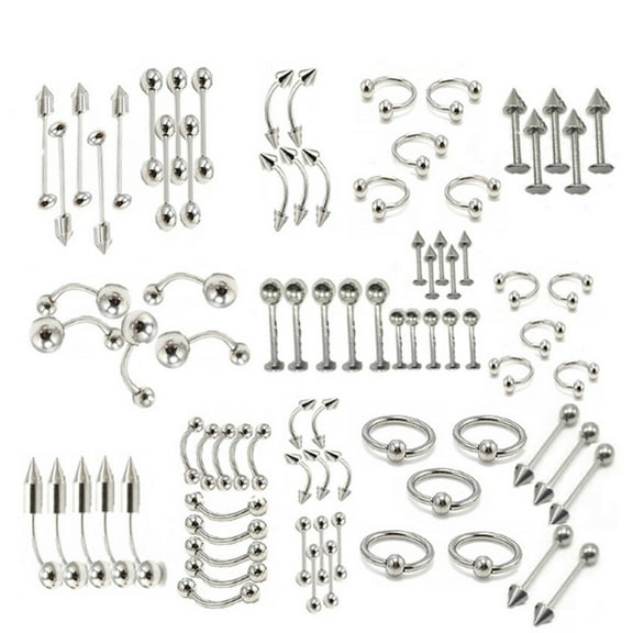 Piercing Kit,Body Lot Stainless Lot Stainless Steel Lip Eyebrow Body Eyebrow Body Navel Stainless Steel Nose 85pcs Body Lot Body Navel Barbells Wemay Nose Rsese Lip Fesjoy