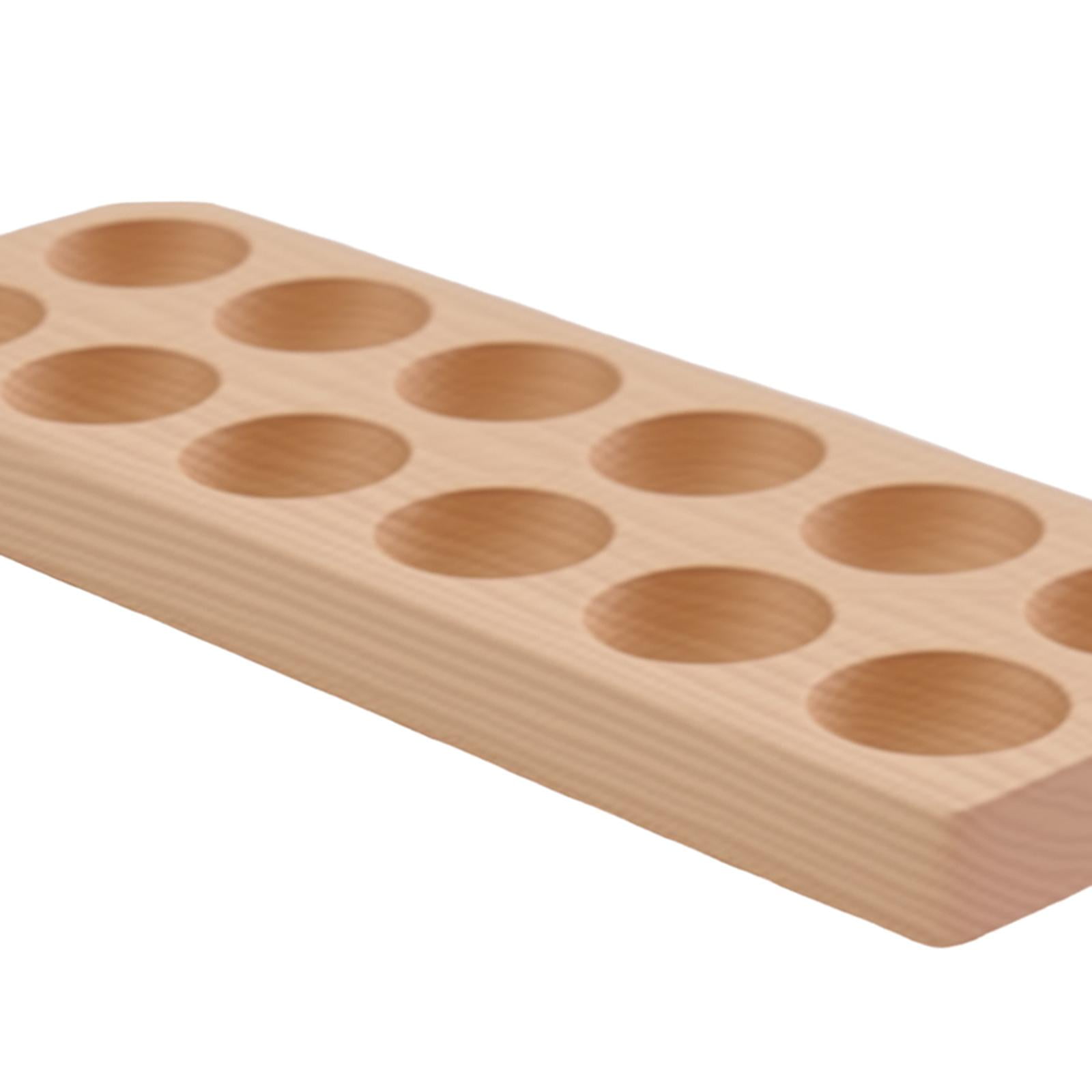 Wooden Egg Holder Egg Tray Organizer Double Row 12 Slots for Fresh Eggs Refrigerator Countertop Kitchen Storage