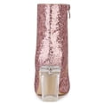 thumbnail image 3 of Unique Bargains Women's Clear Block Heel Glitter Prom Ankle Booties Rose Gold 6.5, 3 of 7