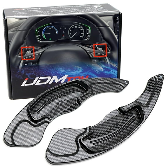 Twill-Weave Carbon Fiber Pattern Style Larger Paddle Shifter Extensions For Honda Accord Civic Insight CR-V, For Acura TL