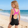 thumbnail image 4 of FINALGANG Girls One Piece Swimsuit Kids Color Block Sleeveless Crewneck Stretchy Athletic Bathing Suit For Training Pool And Beach Activities Black 5-6 Y, 4 of 5