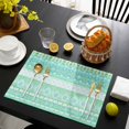 thumbnail image 3 of Teal Green Boho Placemats Set of 12, Vintage Ethnic Tribe Abstract Art Placemats for Dining Table, Place Mats for Kitchen Tabletop, Waterproof Wipeable Dining Table Mats Set, 3 of 9