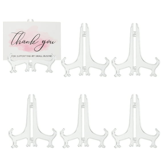 Uxcell 8 Inch Acrylic Plate Stand for Display, 6 Pack Acrylic Easel Display Stand Foldable Clear Easel Plate Holder for Picture Frames Photo Card CD Book Home Decoration, Clear
