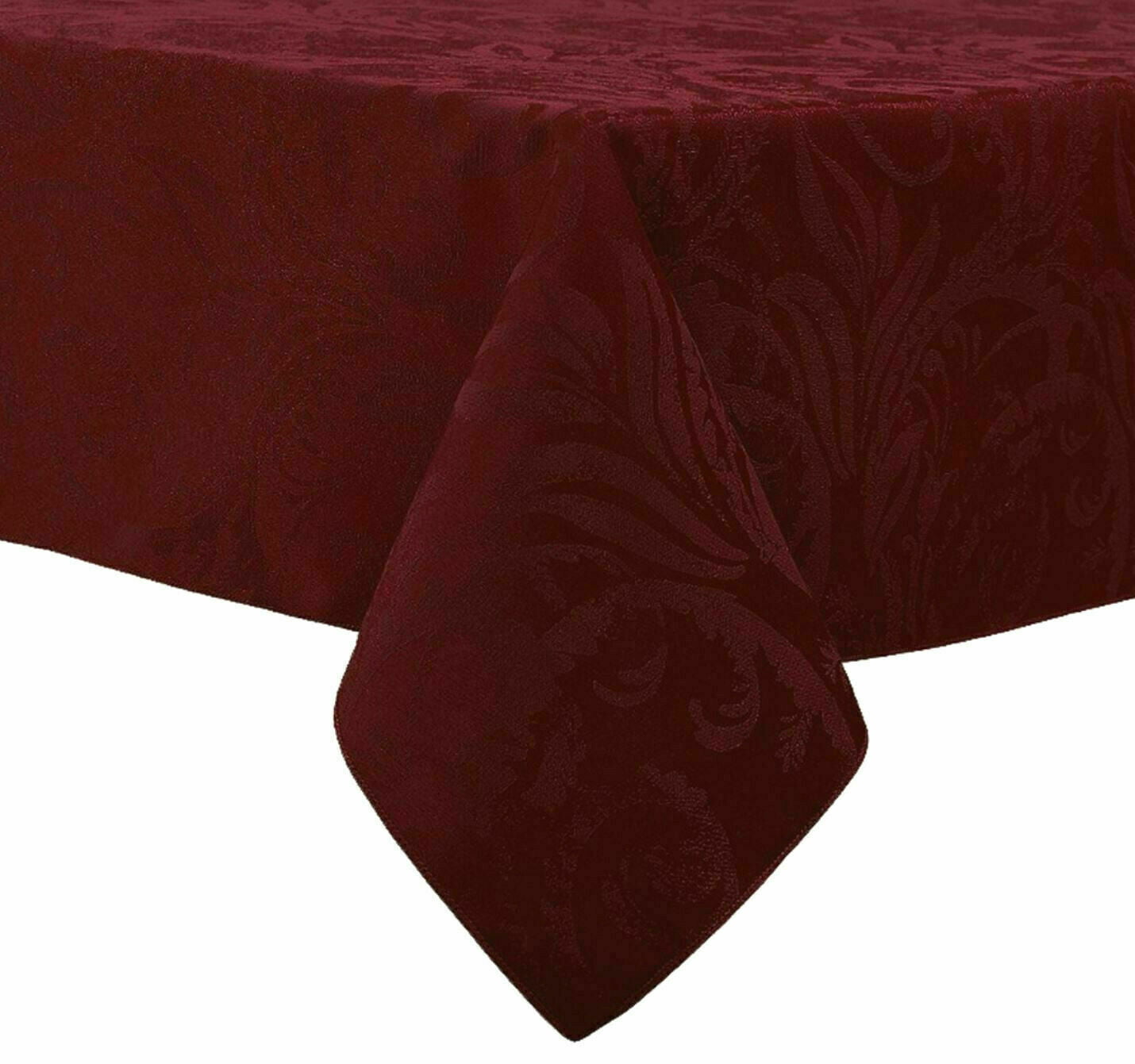 Autumn Vine Damask Tablecloth Oblong 60"x84" in Wine