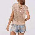 thumbnail image 4 of Women’s Sleeveless Knitted Tassel Hem Top Loose Fit Hollow Out Pullover Summer Casual Crewneck Blouse for Daily Wear Khaki L, 4 of 5