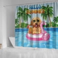 thumbnail image 4 of Hello Summer Goldendoodle at Swimming Pool Flamingo Swim Ring Shower Curtain Doodle Dog Lover Gifts Idea Waterproof Bathroom Bathtub Curtain - 12009, 4 of 5