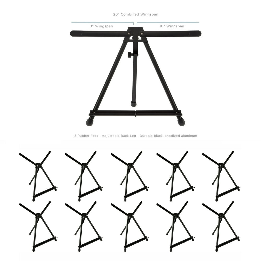 SoHo Table Top Easel 10 Pack, Black Aluminum Tabletop Easels for
