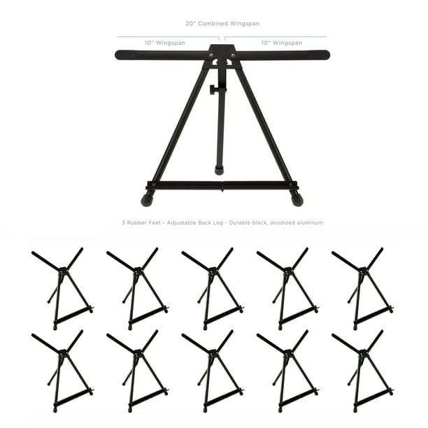 SoHo Table Top Easel 10 Pack, Black Aluminum Tabletop Easels for