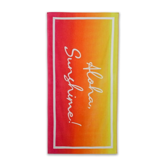 Printed Aloha Soft Absorbent Beach Towel, 30 x 60 in, Tropical Design