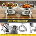 thumbnail image 5 of PRIJESSE 2 PACK Chafing Dish Buffet Set with glass lid, 5Qt Round Stainless Steel Chafer for Catering,Buffet Servers and Warmers Set, Silver, 5 of 7