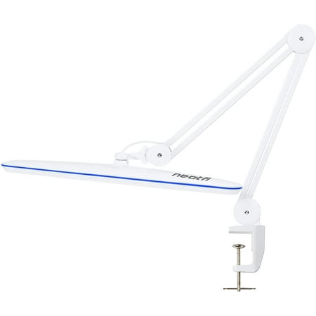 Neatfi XL 2,200 Lumens LED Task Lamp with Clamp, 24W, 117 Pcs SMD LED, 23 Inches Ultra Wide Lamp, 4 Level Brightness Dimmable, Eye-Caring LED Lamp, Glare Free, Adjustable Arm Utility Clamp (White)