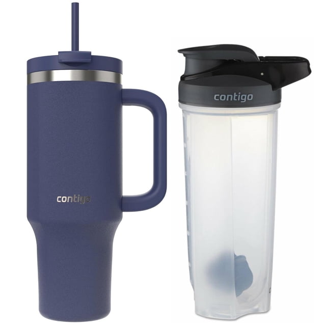Termo Contigo Vaso Térmico Asa 40oz Acero Mezcladora Shaker azul